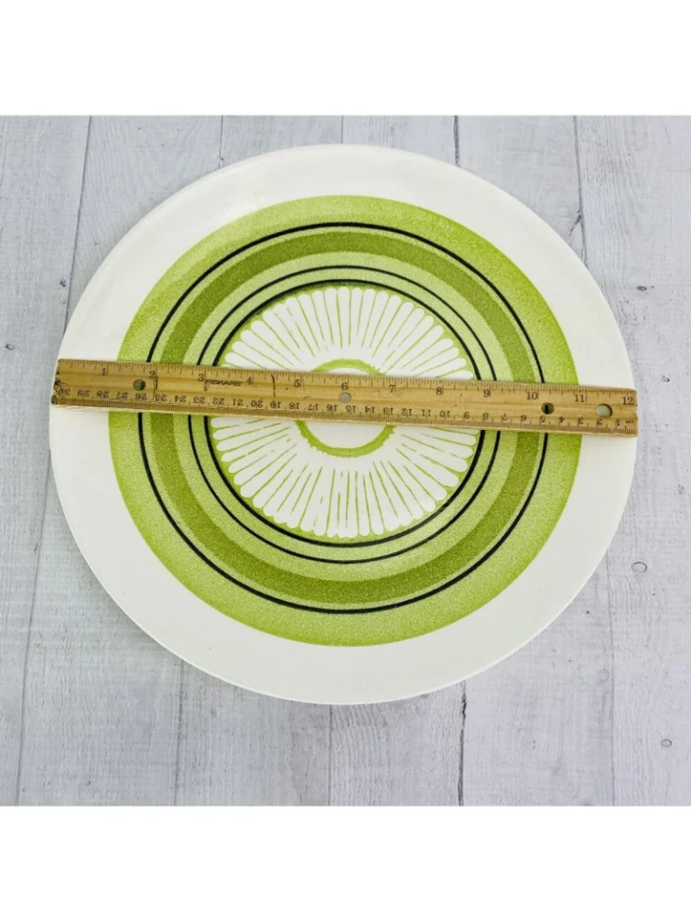 70's Taylor Smith Taylor TS&T Ironstone GREEN SPAN Floral Bands Serving Platter
